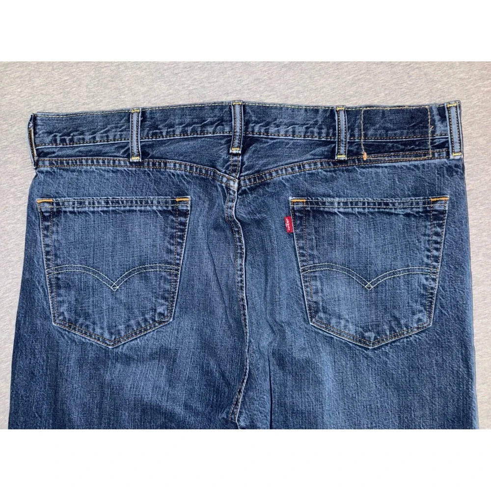 Levi 505 Mens Regular Straight Fit Blue Jeans Dark Wash Workwear Size 38x34